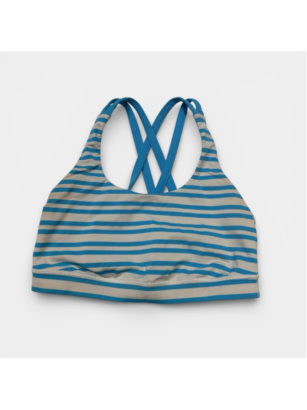 LULULEMON Energy Bra Twin Stripe Spry Blue Sports Bra, Athletic Bra, Sz 6